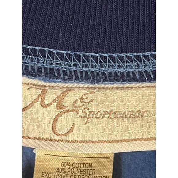 Vintage Cat Sweatshirt L Blue Embroidery Retro 80s Animal Lover Classic Preppy - Picture 2 of 10